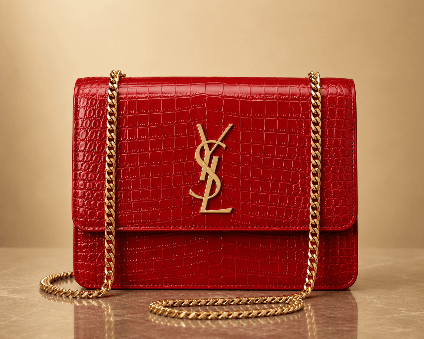 Luxury Crocodile Embossed Chain Shoulder Bag