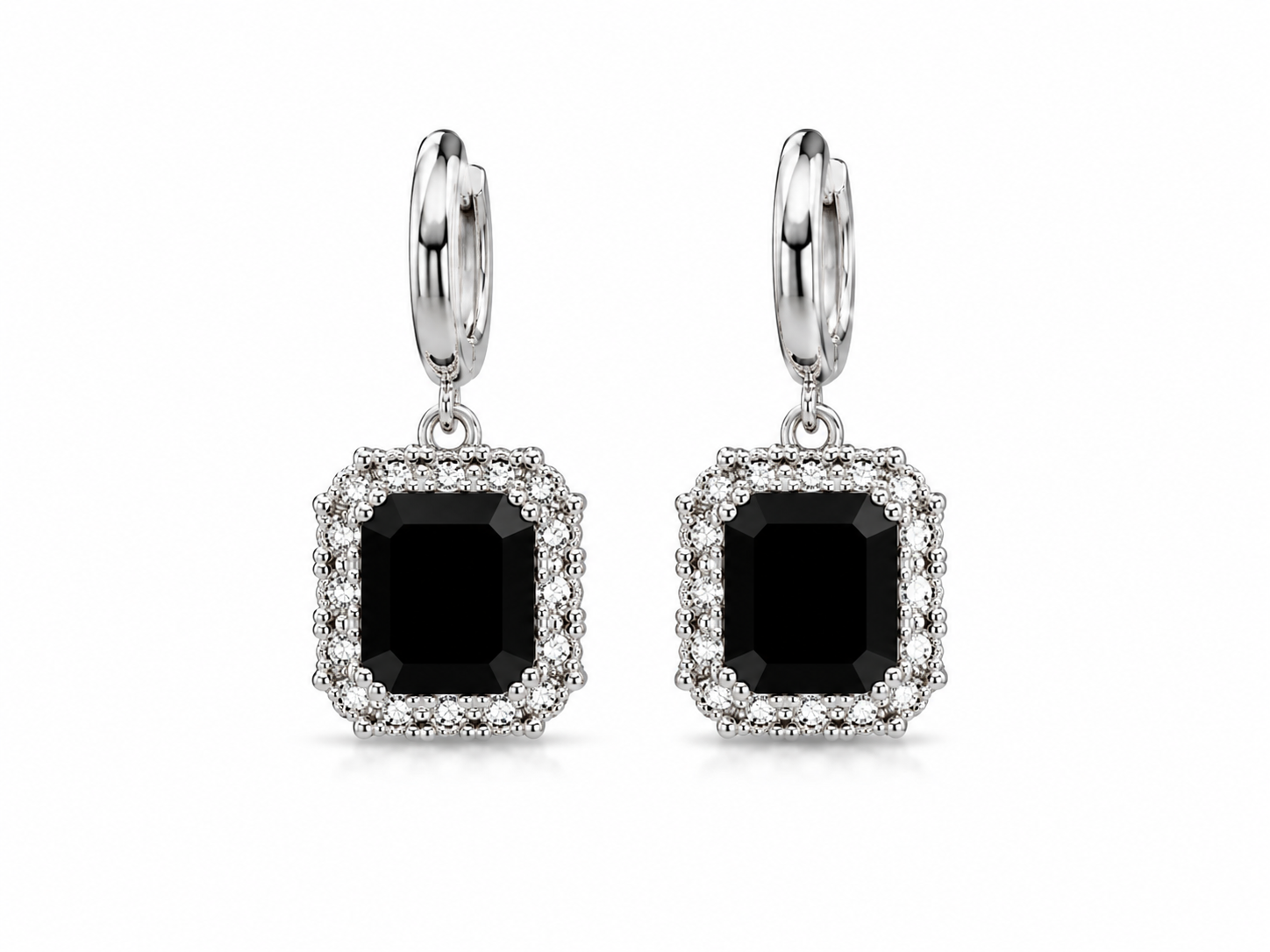Black Emerald Crystal Necklace & Earrings Set