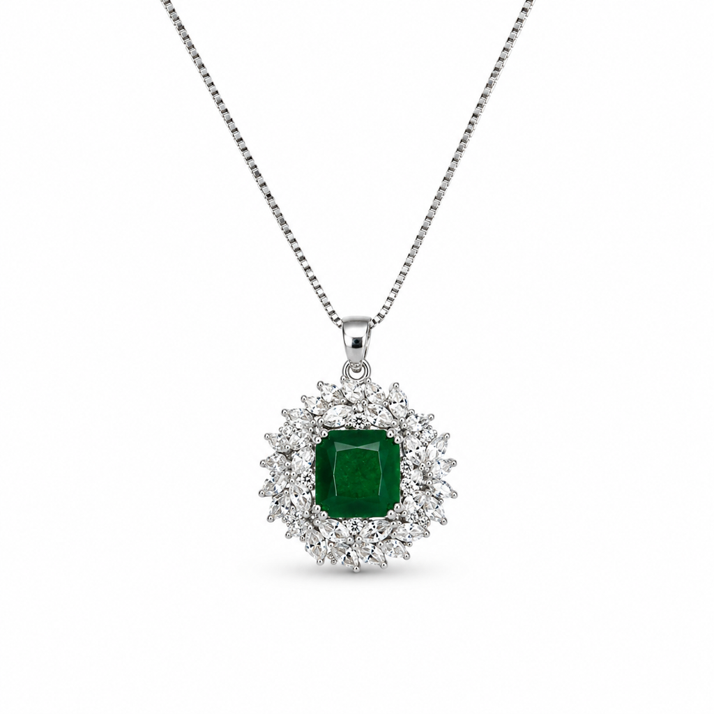 Emerald Green Crystal Necklace & Earrings Set |