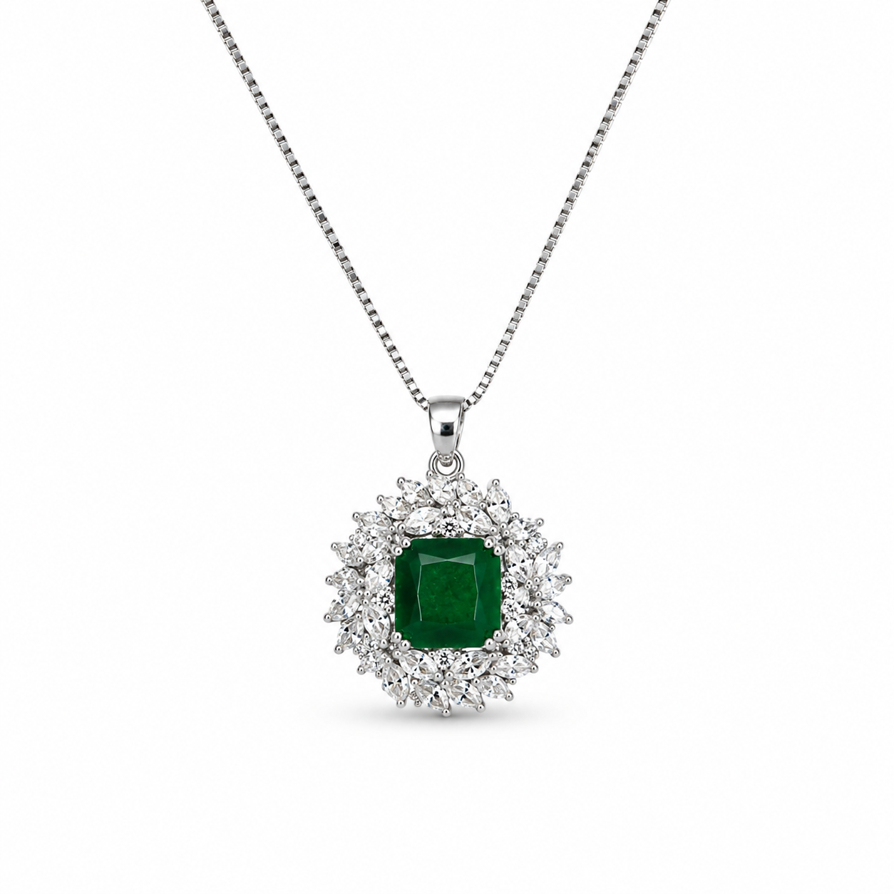 Emerald Green Crystal Necklace & Earrings Set |
