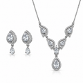 Elegant Teardrop Crystal Necklace & Earrings Set