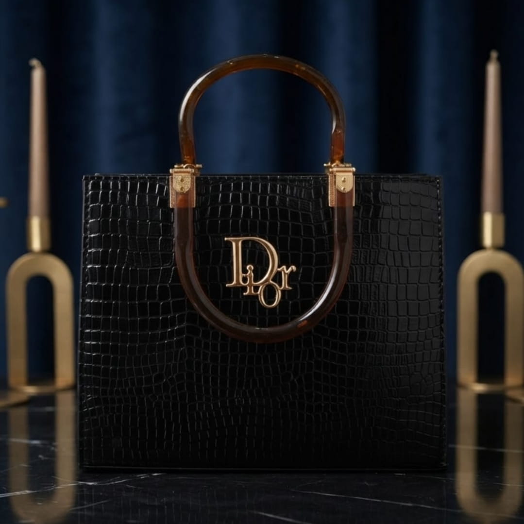 Luxury Crocodile Embossed Top Handle Tote Bag