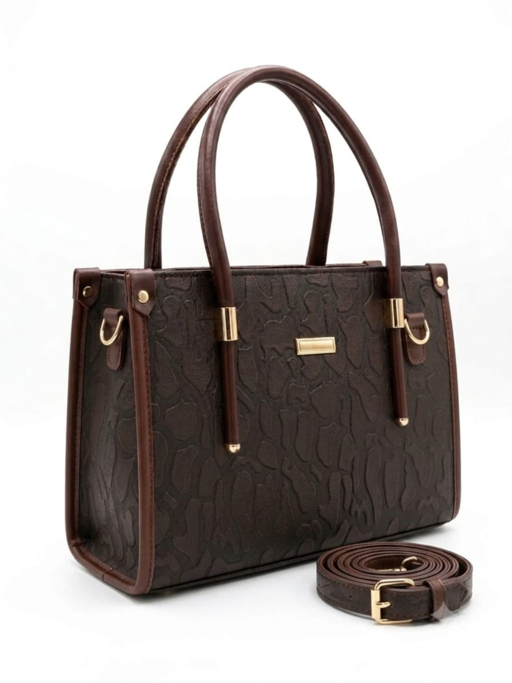 Elegant Zebra Textured Mini Top Handle Crossbody Handbag