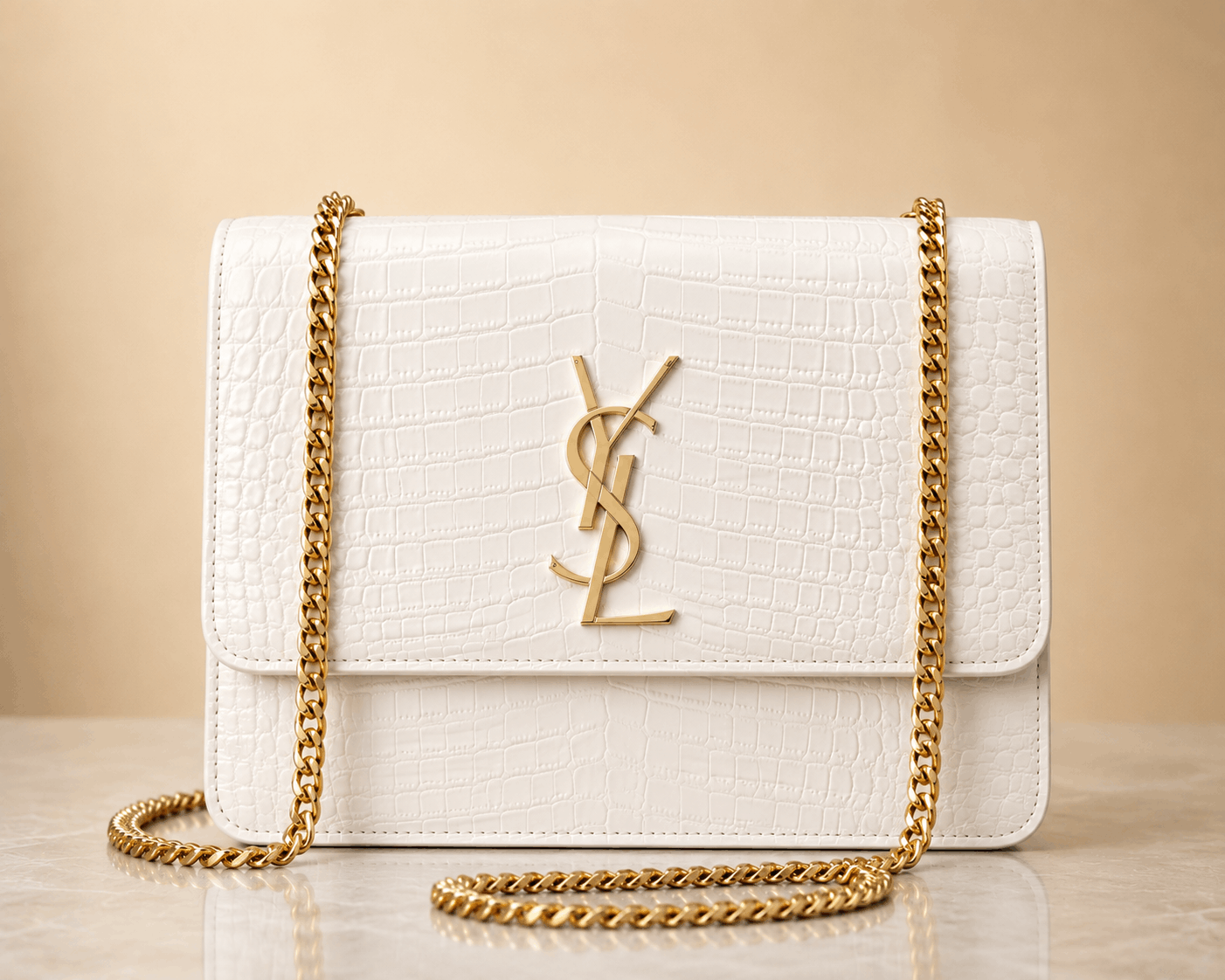 Luxury Crocodile Embossed Chain Shoulder Bag