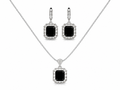 Black Emerald Crystal Necklace & Earrings Set