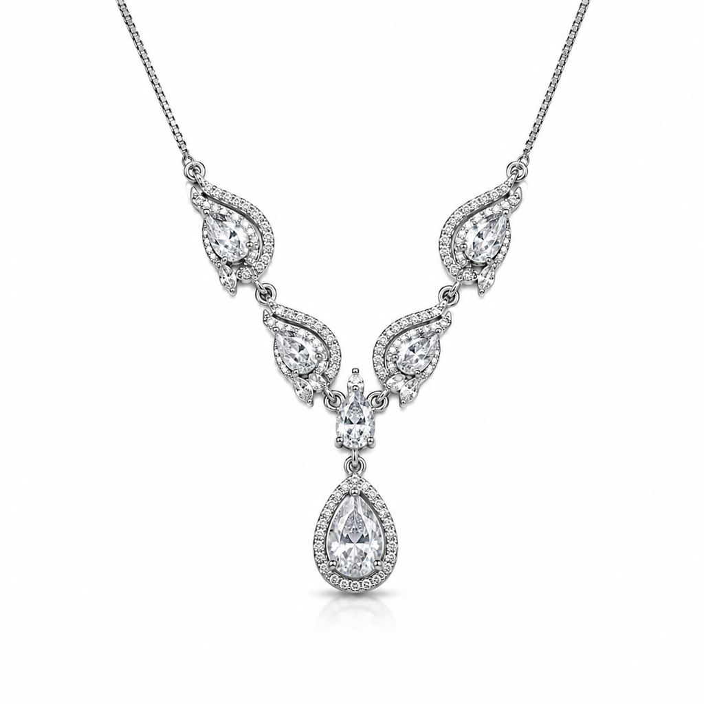 Elegant Teardrop Crystal Necklace & Earrings Set