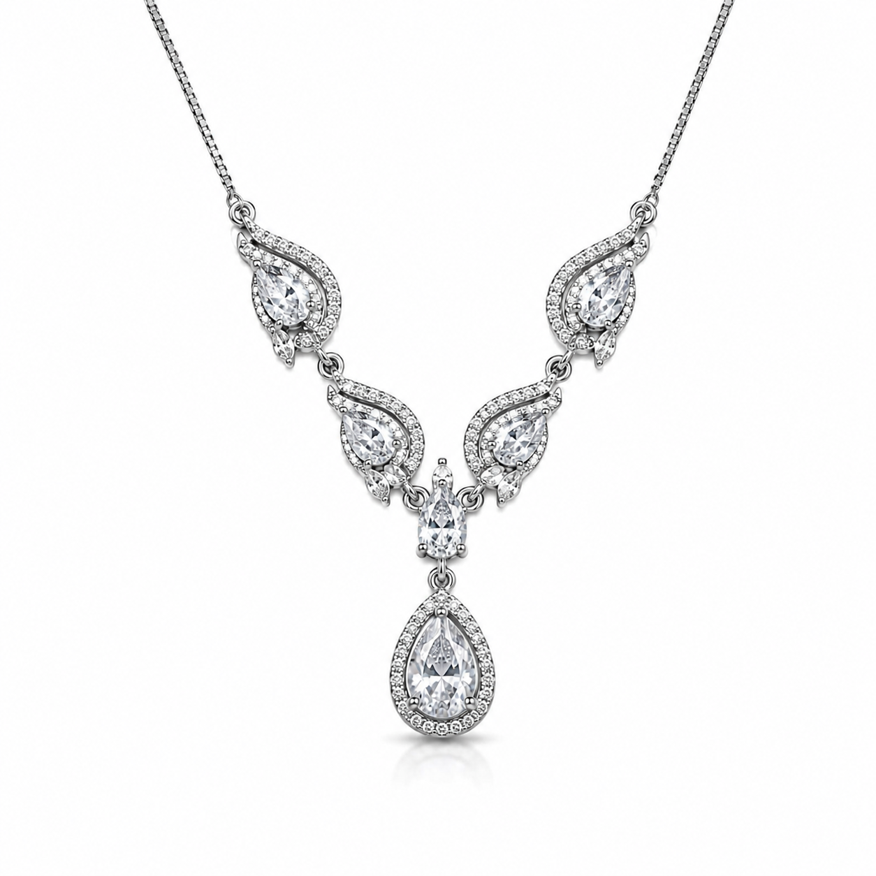 Elegant Teardrop Crystal Necklace & Earrings Set