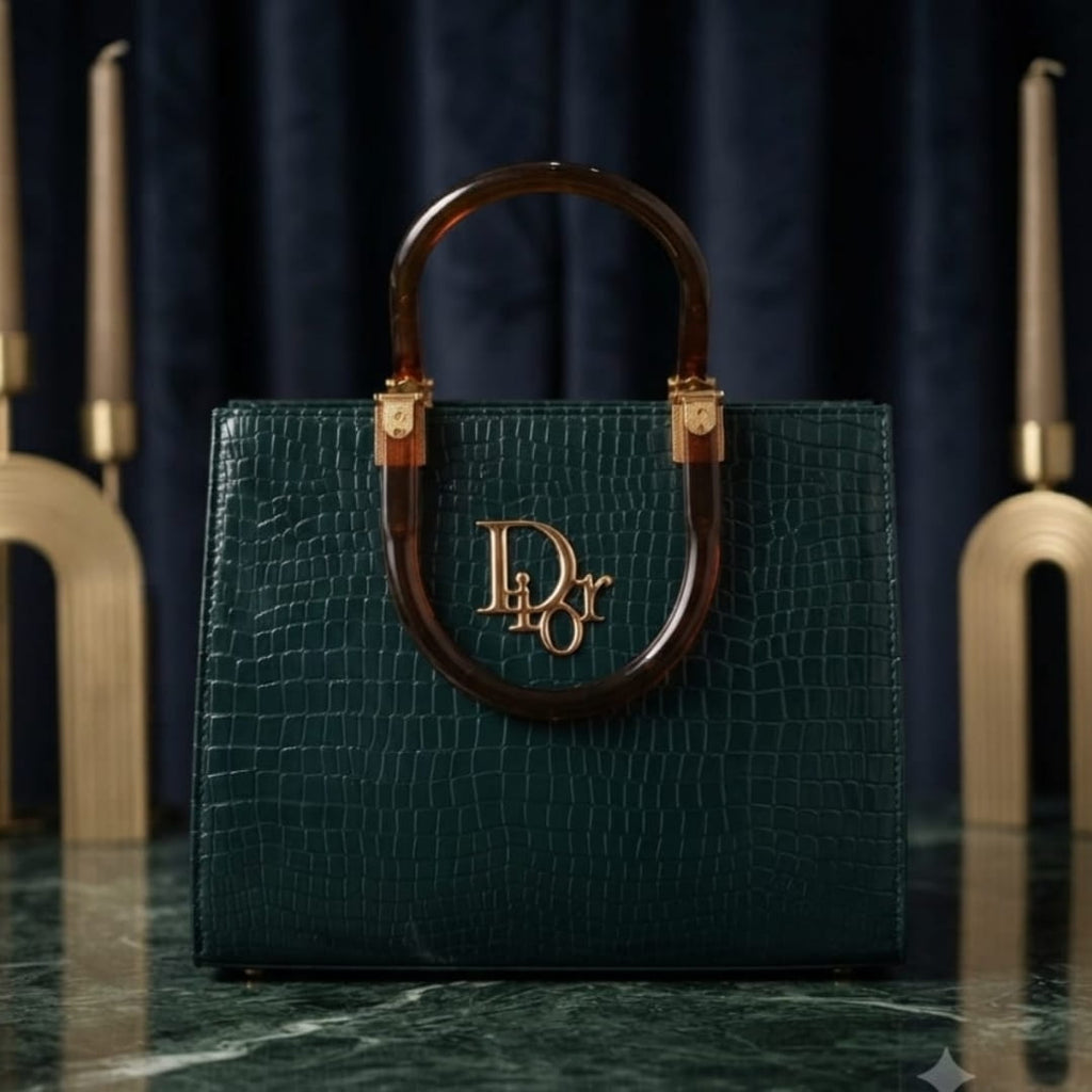 Luxury Crocodile Embossed Top Handle Tote Bag