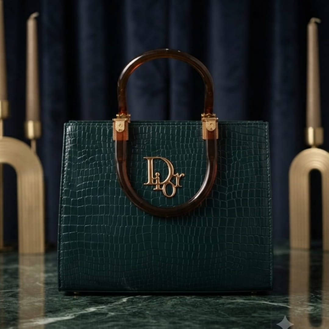 Luxury Crocodile Embossed Top Handle Tote Bag