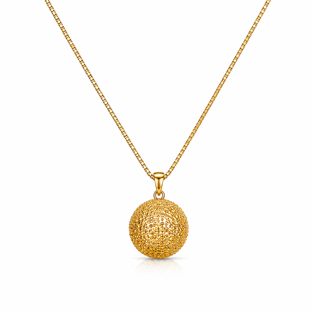 Elegant Gold Textured Sphere Necklace & Stud Earrings Set | Luxury Minimalist Jewellery