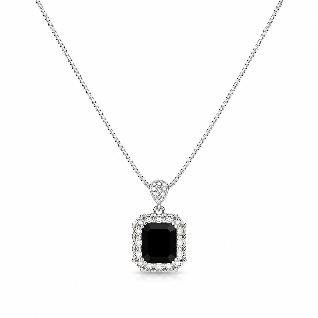 Black Emerald Crystal Necklace & Earrings Set