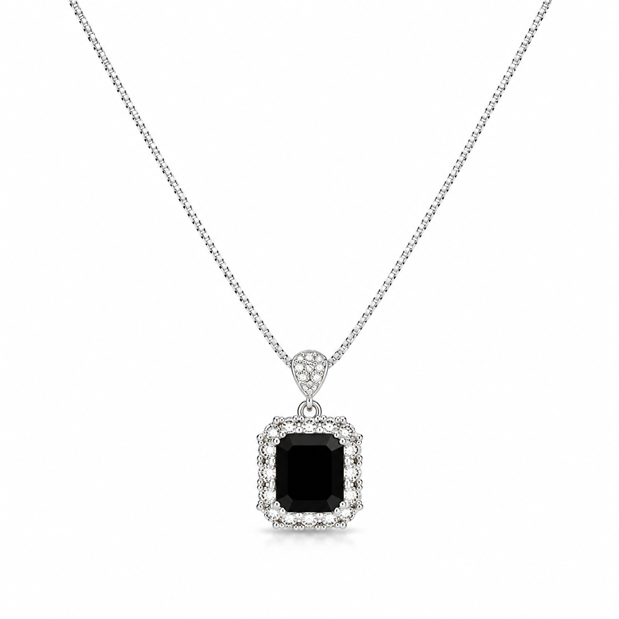Black Emerald Crystal Necklace & Earrings Set