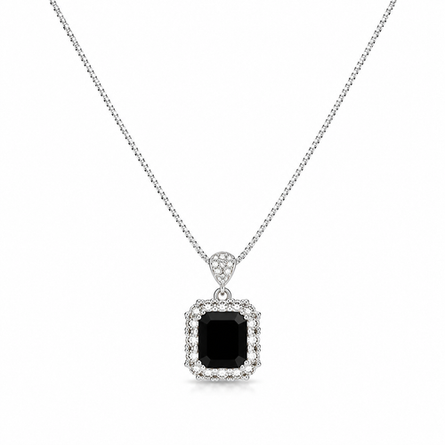 Black Emerald Crystal Necklace & Earrings Set