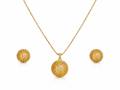 Elegant Gold Textured Sphere Necklace & Stud Earrings Set | Luxury Minimalist Jewellery